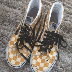 Vans Yellow Checkered High Tops